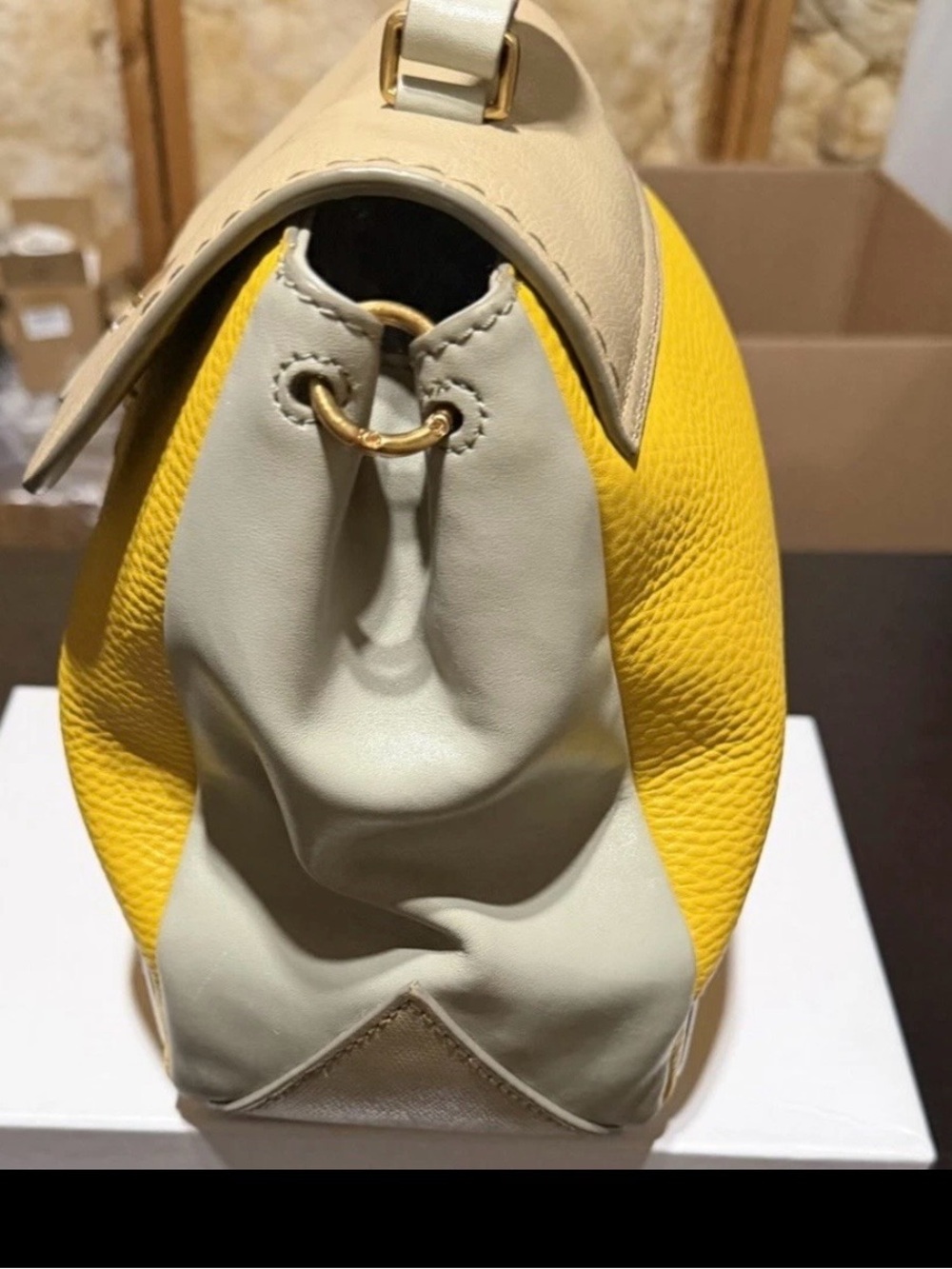 Marc Jacobs Yellow and Cream Leather Top-Handle Satchel - Picture 3 of 12